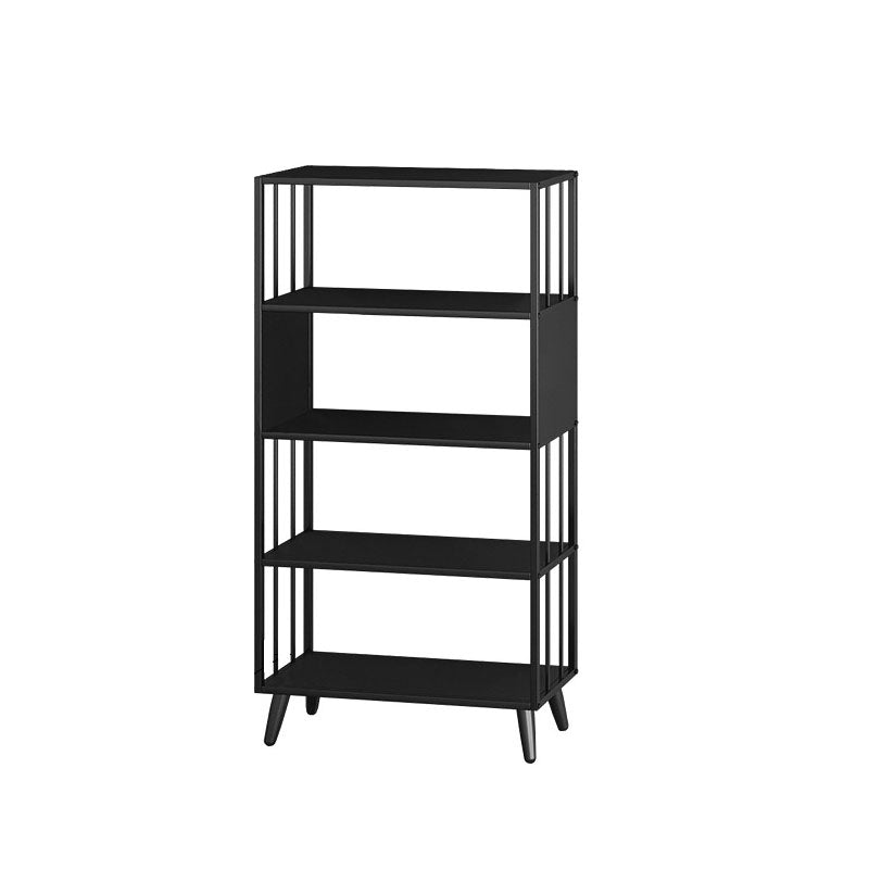 12" W Black Iron Frame Bookshelf Modern Open Storage Bookcase for Home Office