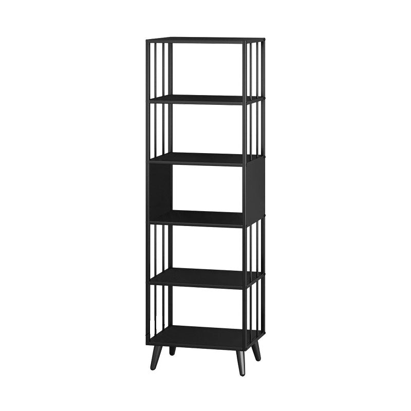 12" W Black Iron Frame Bookshelf Modern Open Storage Bookcase for Home Office