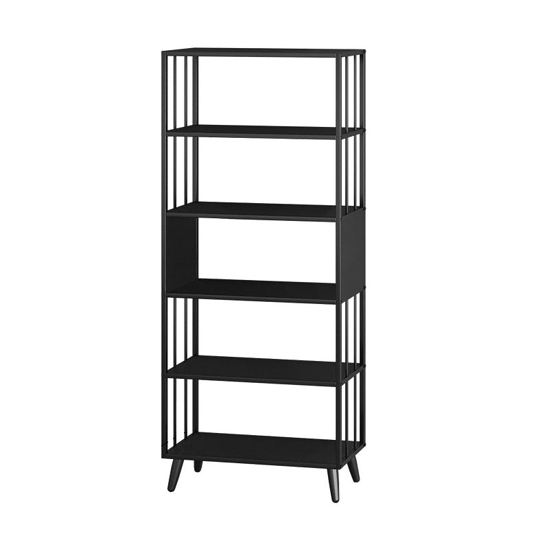 12" W Black Iron Frame Bookshelf Modern Open Storage Bookcase for Home Office