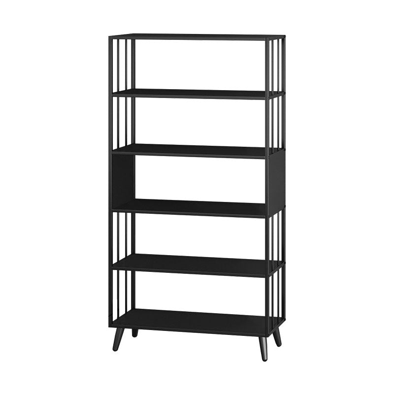 12" W Black Iron Frame Bookshelf Modern Open Storage Bookcase for Home Office