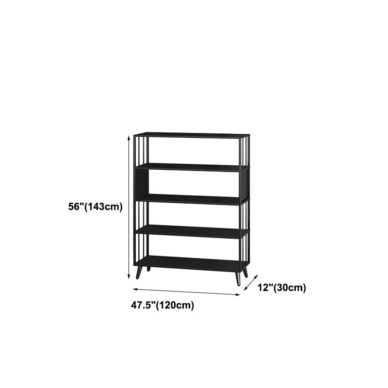 12" W Black Iron Frame Bookshelf Modern Open Storage Bookcase for Home Office