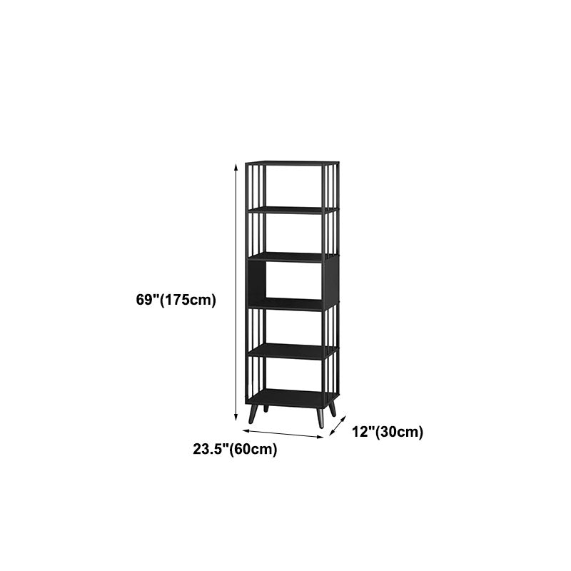 12" W Black Iron Frame Bookshelf Modern Open Storage Bookcase for Home Office