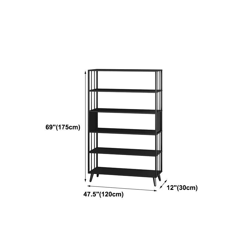 12" W Black Iron Frame Bookshelf Modern Open Storage Bookcase for Home Office