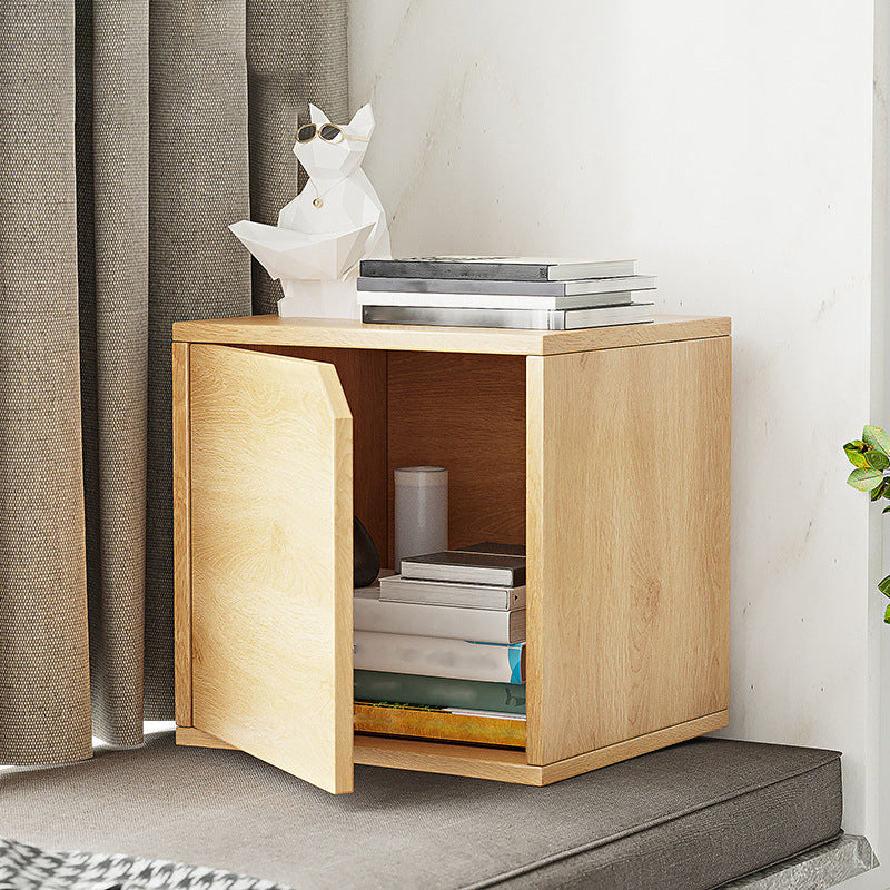 11.8" W Wooden Square Bookshelf Modern Closed Storage Bookcase for Home Office