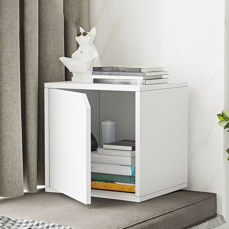 11.8" W Wooden Square Bookshelf Modern Closed Storage Bookcase for Home Office