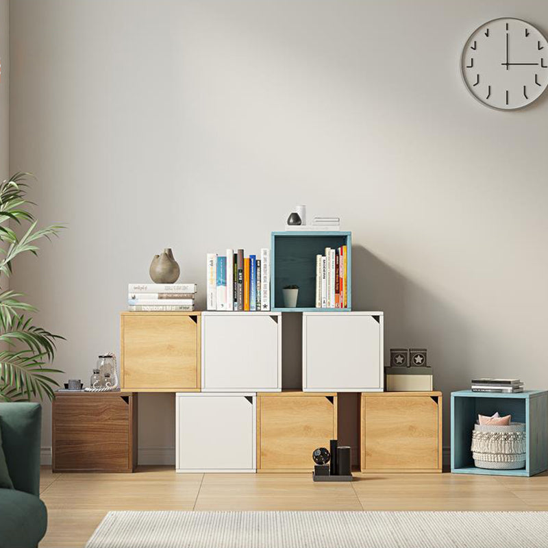 11.8" W Wooden Square Bookshelf Modern Closed Storage Bookcase for Home Office