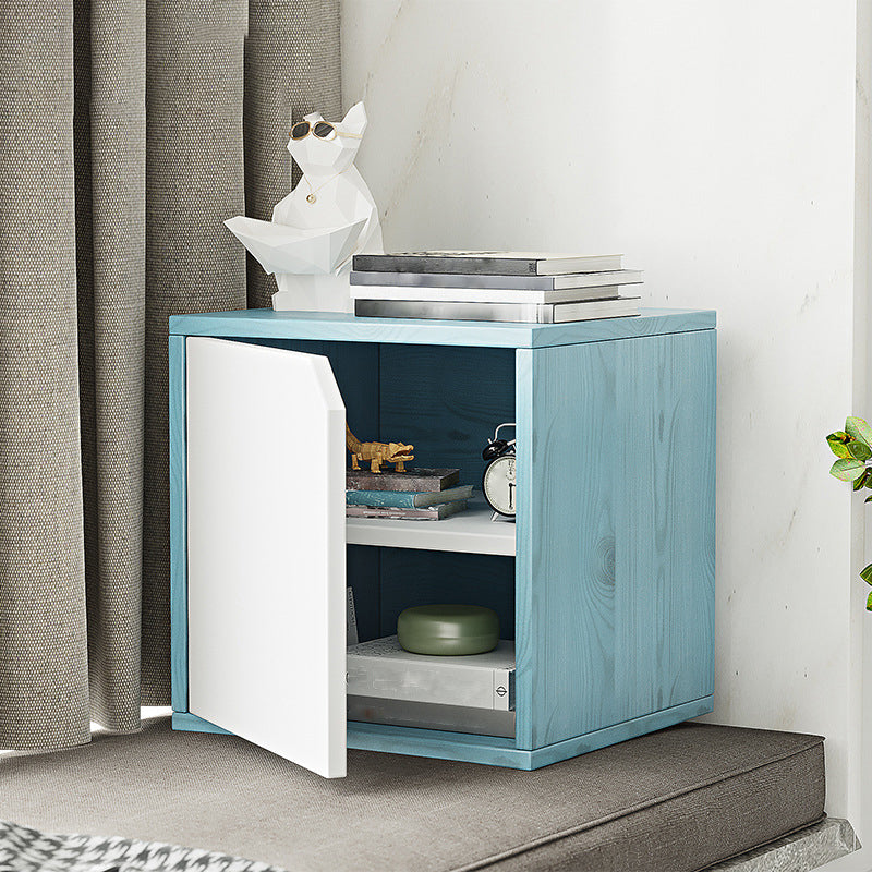 11.8" W Wooden Square Bookshelf Modern Closed Storage Bookcase for Home Office