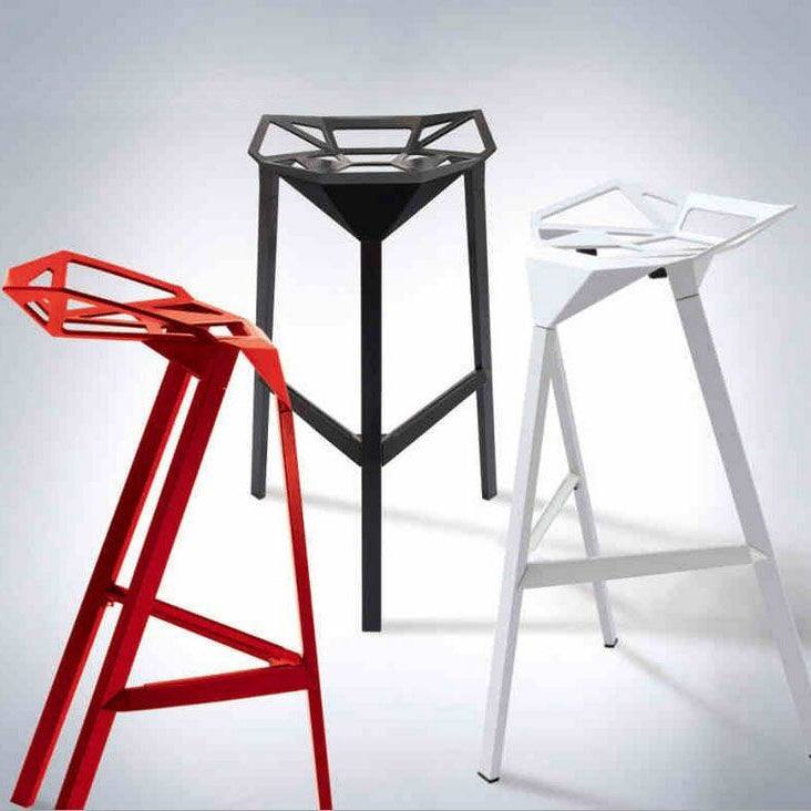 Modern Armless Backrest Counter Stool Iron Milk Tea Shop Bar Stool with Seat and Pedal