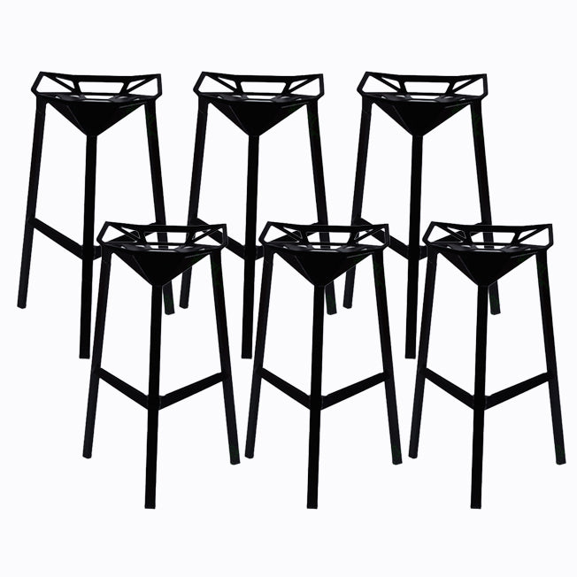 Modern Armless Backrest Counter Stool Iron Milk Tea Shop Bar Stool with Seat and Pedal