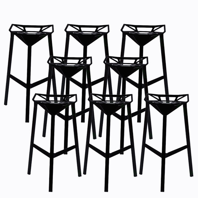 Modern Armless Backrest Counter Stool Iron Milk Tea Shop Bar Stool with Seat and Pedal
