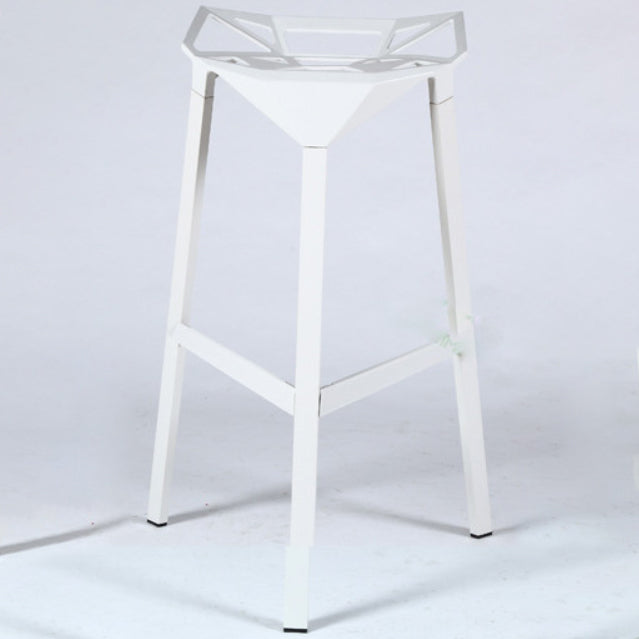 Modern Armless Backrest Counter Stool Iron Milk Tea Shop Bar Stool with Seat and Pedal