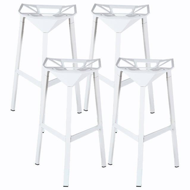 Modern Armless Backrest Counter Stool Iron Milk Tea Shop Bar Stool with Seat and Pedal