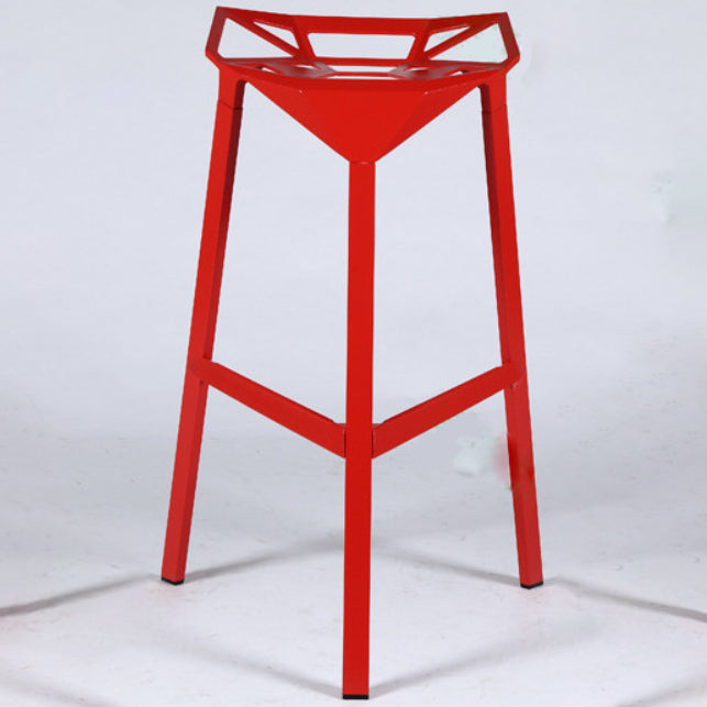 Modern Armless Backrest Counter Stool Iron Milk Tea Shop Bar Stool with Seat and Pedal