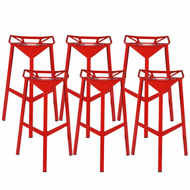 Modern Armless Backrest Counter Stool Iron Milk Tea Shop Bar Stool with Seat and Pedal