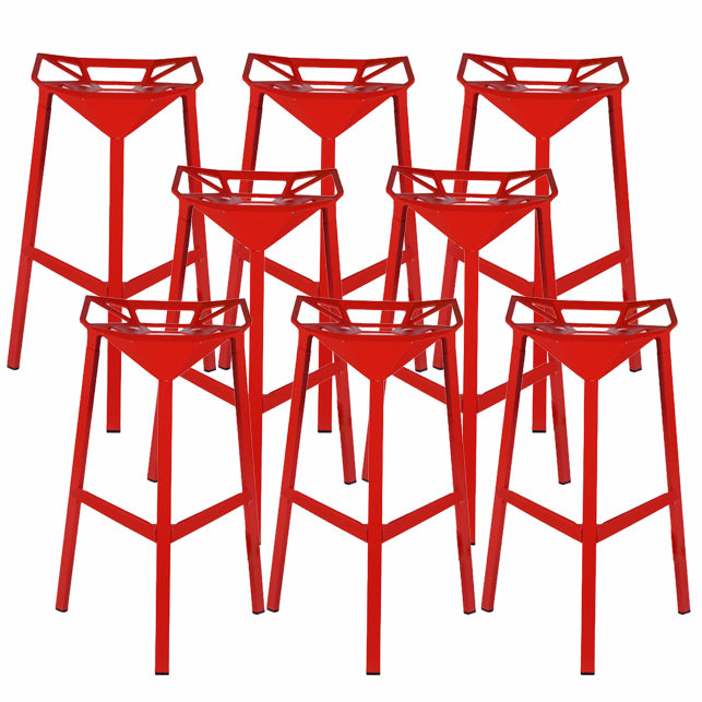 Modern Armless Backrest Counter Stool Iron Milk Tea Shop Bar Stool with Seat and Pedal