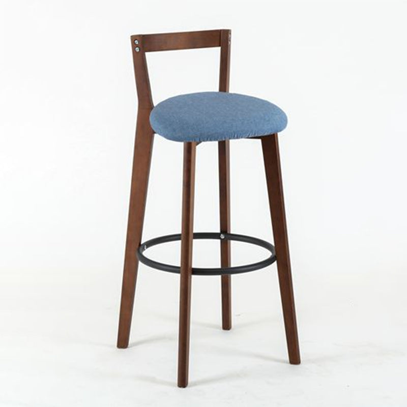 Contemporary Brown Wood Stool Faux Leather Furniture Low Back with 4 Legs