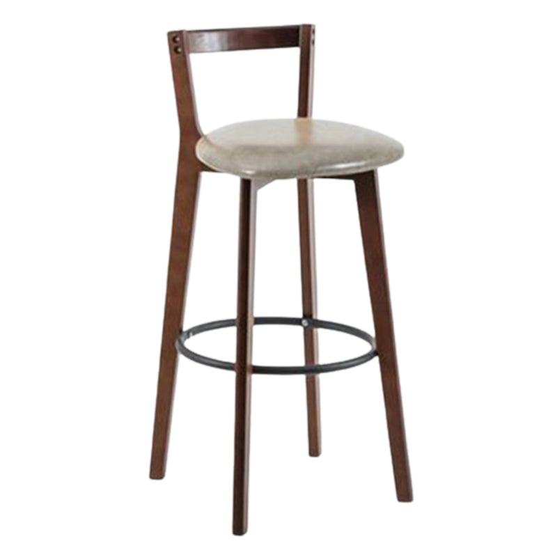 Contemporary Brown Wood Stool Faux Leather Furniture Low Back with 4 Legs