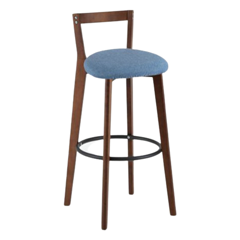 Contemporary Brown Wood Stool Faux Leather Furniture Low Back with 4 Legs