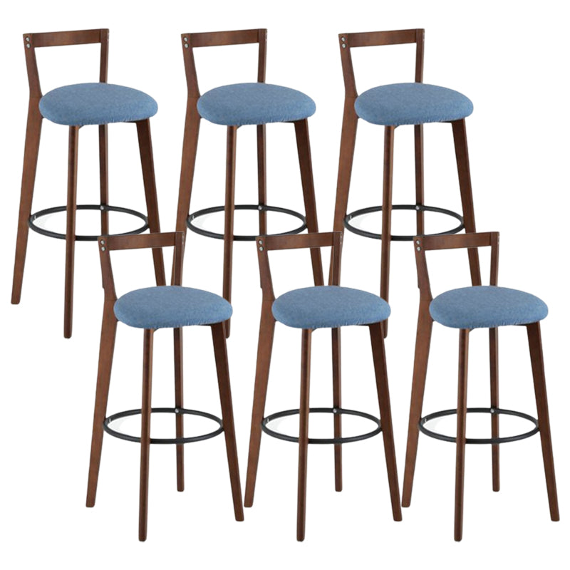 Contemporary Brown Wood Stool Faux Leather Furniture Low Back with 4 Legs
