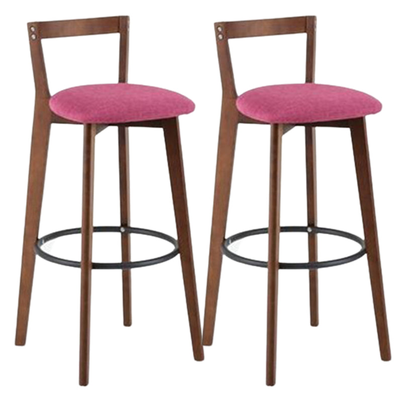 Contemporary Brown Wood Stool Faux Leather Furniture Low Back with 4 Legs