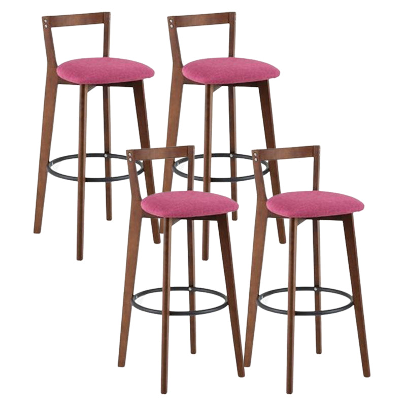 Contemporary Brown Wood Stool Faux Leather Furniture Low Back with 4 Legs