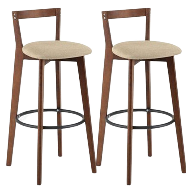 Contemporary Brown Wood Stool Faux Leather Furniture Low Back with 4 Legs