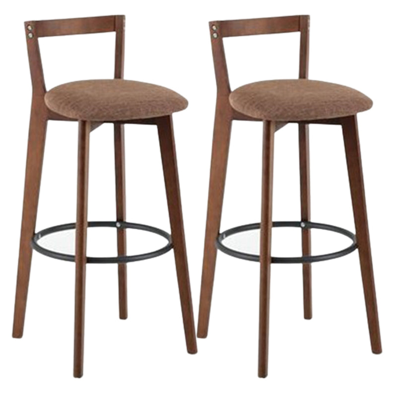 Contemporary Brown Wood Stool Faux Leather Furniture Low Back with 4 Legs