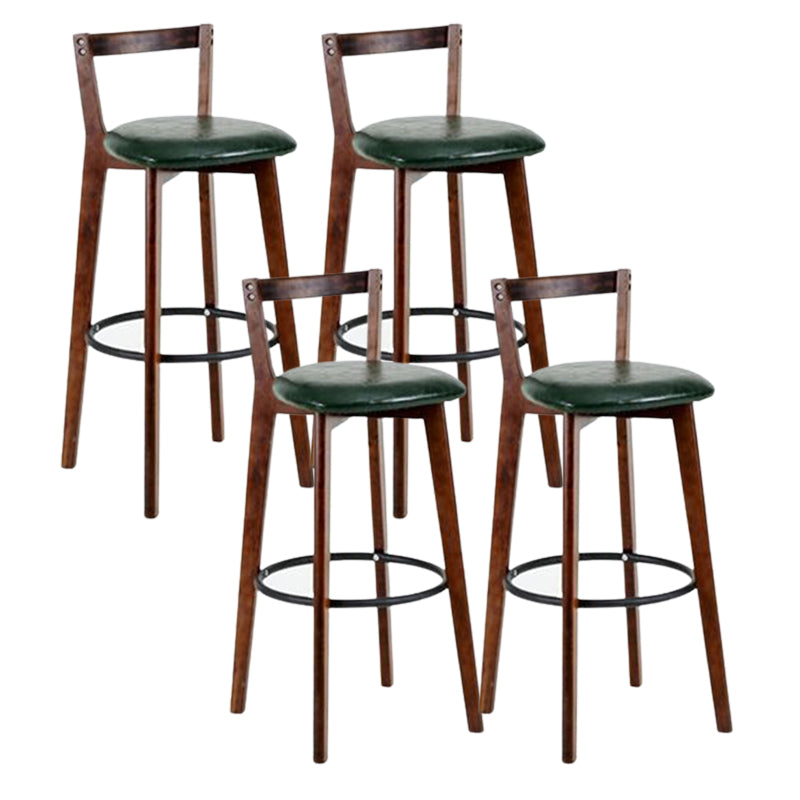 Contemporary Brown Wood Stool Faux Leather Furniture Low Back with 4 Legs