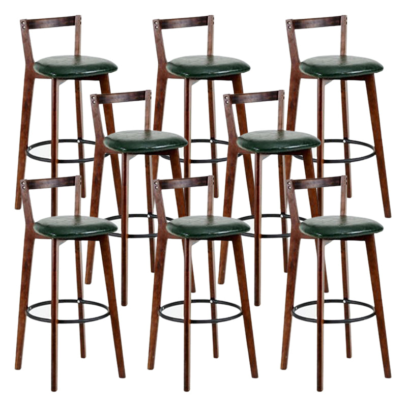 Contemporary Brown Wood Stool Faux Leather Furniture Low Back with 4 Legs