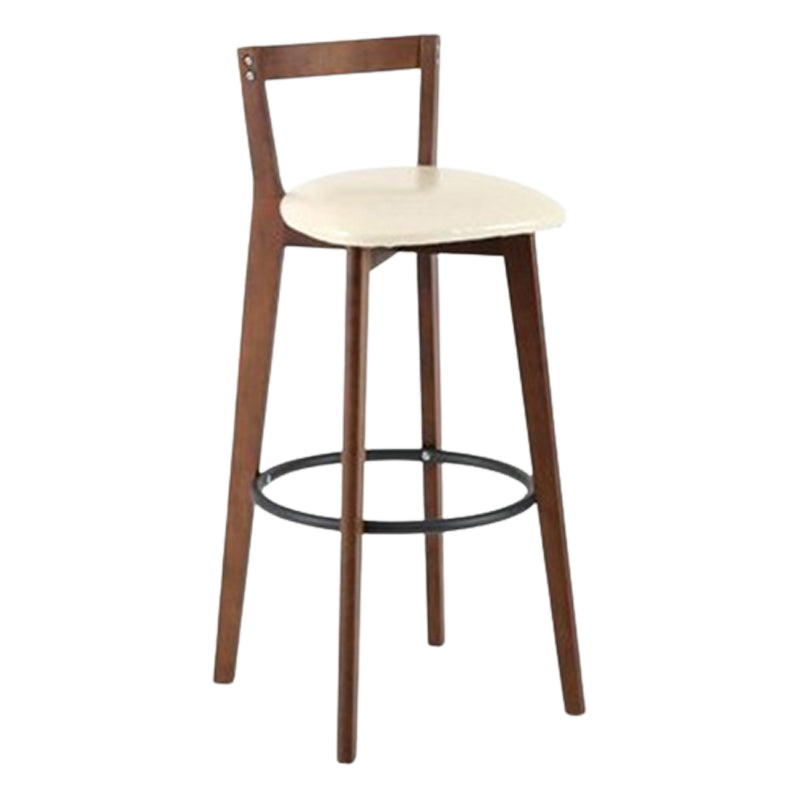 Contemporary Brown Wood Stool Faux Leather Furniture Low Back with 4 Legs