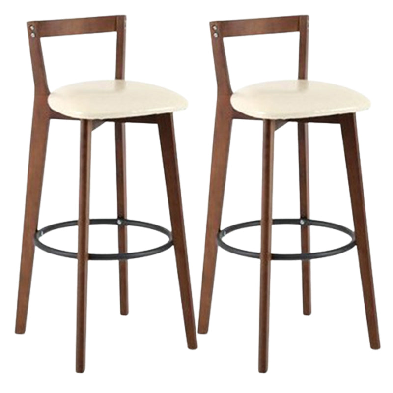 Contemporary Brown Wood Stool Faux Leather Furniture Low Back with 4 Legs