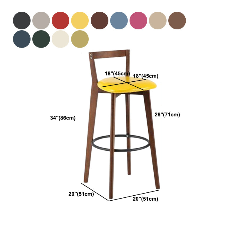 Contemporary Brown Wood Stool Faux Leather Furniture Low Back with 4 Legs