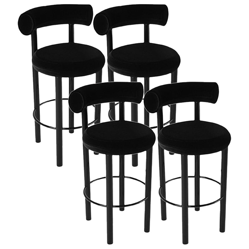 Contemporary Fabric Cushion Metal Barstool with 4 Legs in Matte Finish for Indoor