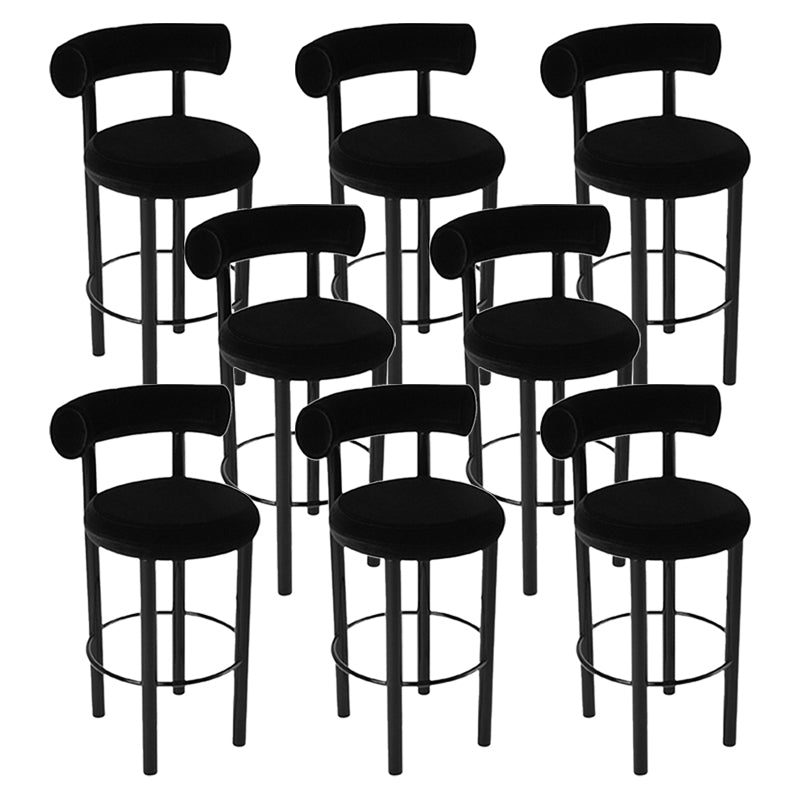 Contemporary Fabric Cushion Metal Barstool with 4 Legs in Matte Finish for Indoor