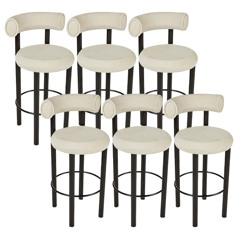 Contemporary Fabric Cushion Metal Barstool with 4 Legs in Matte Finish for Indoor