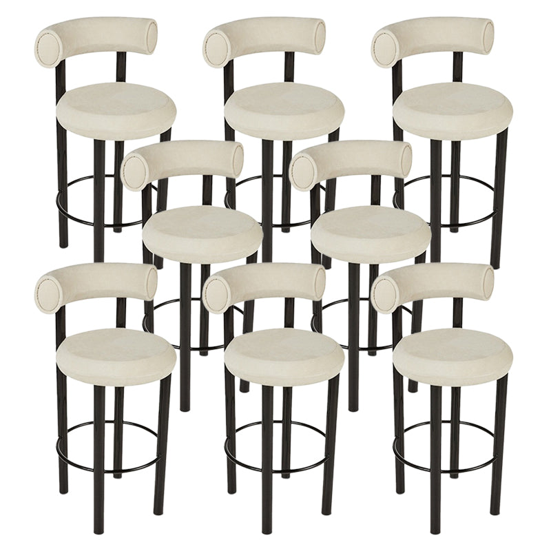 Contemporary Fabric Cushion Metal Barstool with 4 Legs in Matte Finish for Indoor