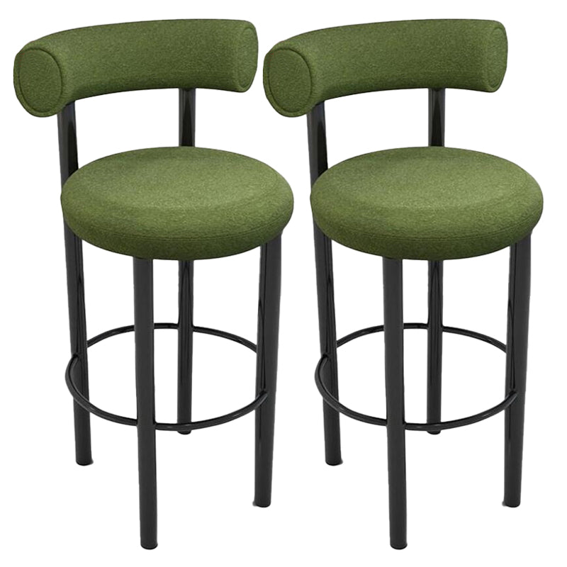 Contemporary Fabric Cushion Metal Barstool with 4 Legs in Matte Finish for Indoor