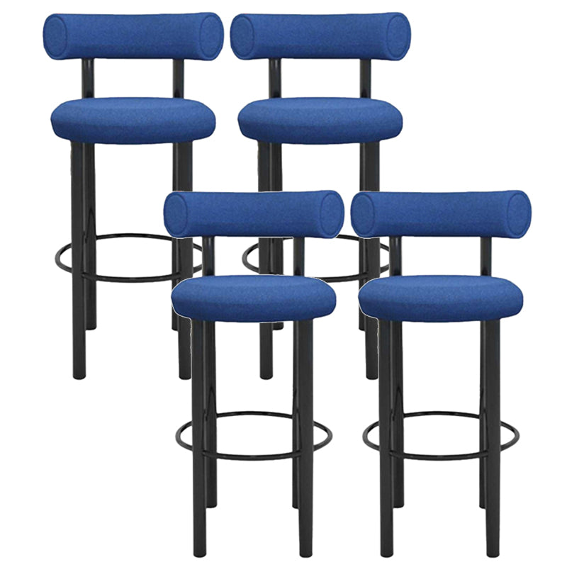 Contemporary Fabric Cushion Metal Barstool with 4 Legs in Matte Finish for Indoor