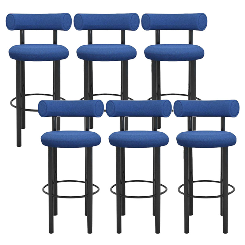Contemporary Fabric Cushion Metal Barstool with 4 Legs in Matte Finish for Indoor