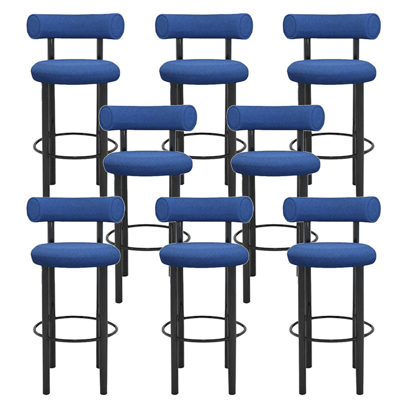 Contemporary Fabric Cushion Metal Barstool with 4 Legs in Matte Finish for Indoor