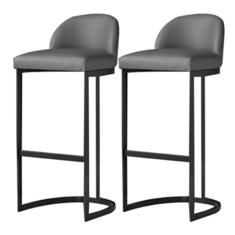 Modern Backrest Armless Counter Stool Iron Dining Room Bar Stool with Pedal and Cushion