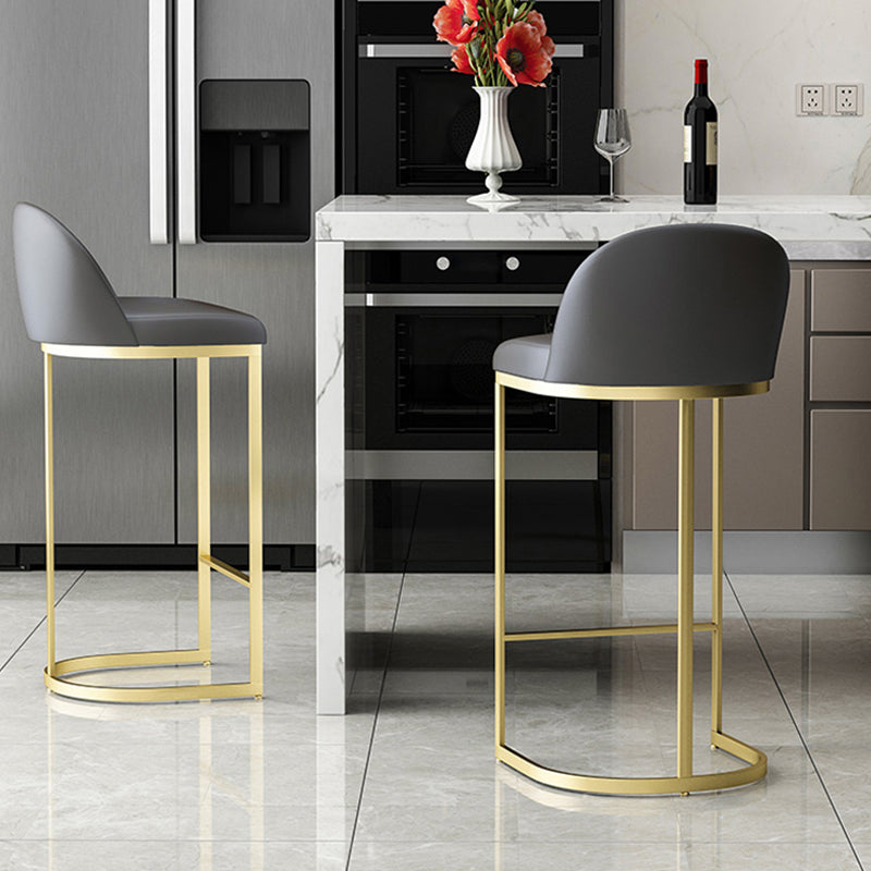 Modern Backrest Armless Counter Stool Iron Dining Room Bar Stool with Pedal and Cushion