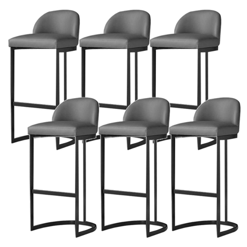Modern Backrest Armless Counter Stool Iron Dining Room Bar Stool with Pedal and Cushion