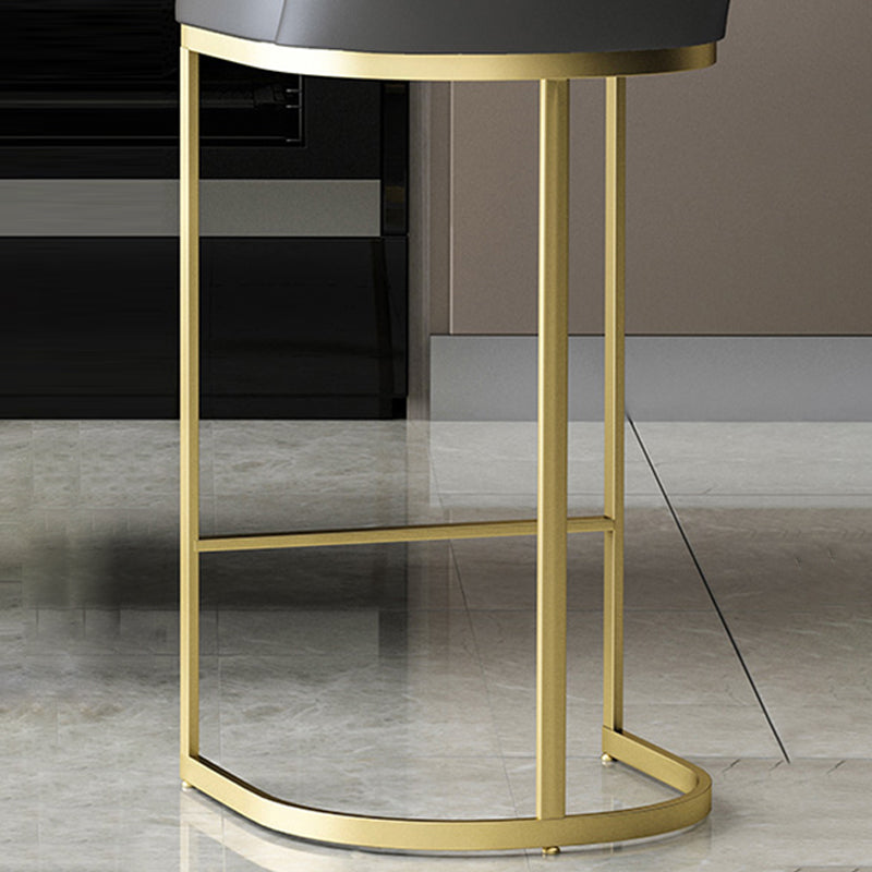 Modern Backrest Armless Counter Stool Iron Dining Room Bar Stool with Pedal and Cushion