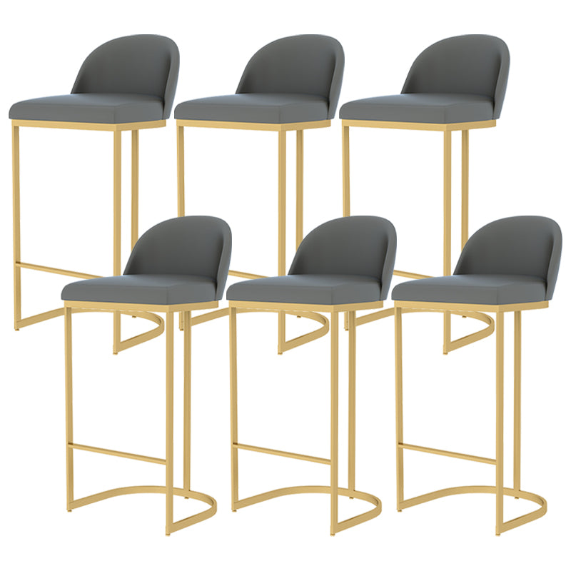 Modern Backrest Armless Counter Stool Iron Dining Room Bar Stool with Pedal and Cushion