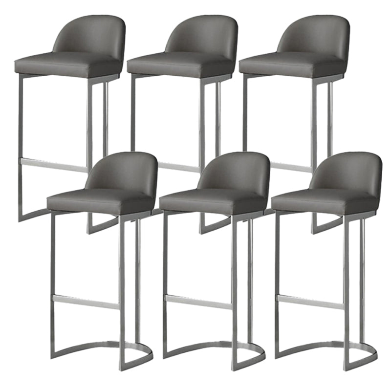 Modern Backrest Armless Counter Stool Iron Dining Room Bar Stool with Pedal and Cushion