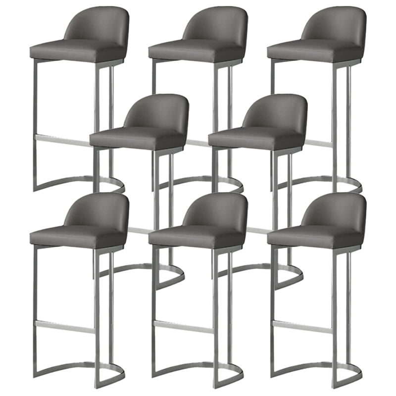 Modern Backrest Armless Counter Stool Iron Dining Room Bar Stool with Pedal and Cushion