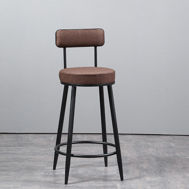 Industrial Metal Barstool Faux Leather Cushion Low Back Counter Stool with Legs for Home