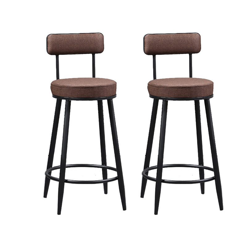 Industrial Metal Barstool Faux Leather Cushion Low Back Counter Stool with Legs for Home