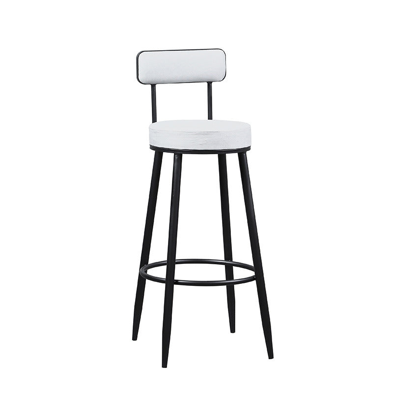 Industrial Metal Barstool Faux Leather Cushion Low Back Counter Stool with Legs for Home